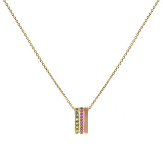 Colgantes de plata diseño triple carril naranja