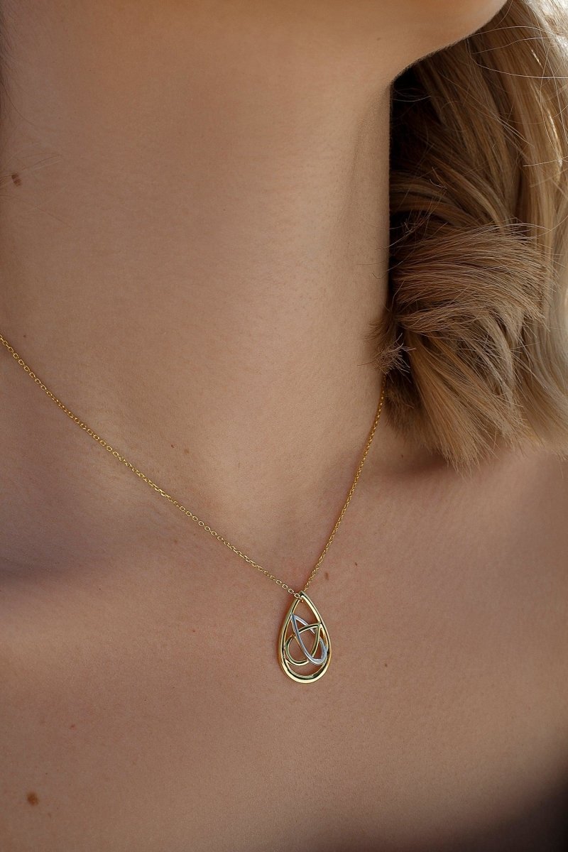 Colgantes de plata dorado en forma de lágrima-LINEARGENT