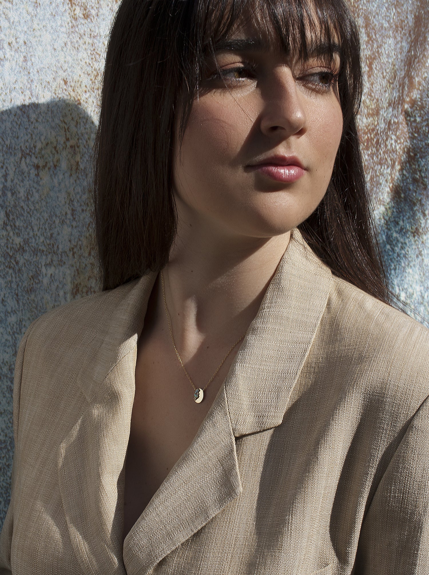 Colgantes pequeños de plata bañada en oro con ópalo y circonitas-LINEARGENT