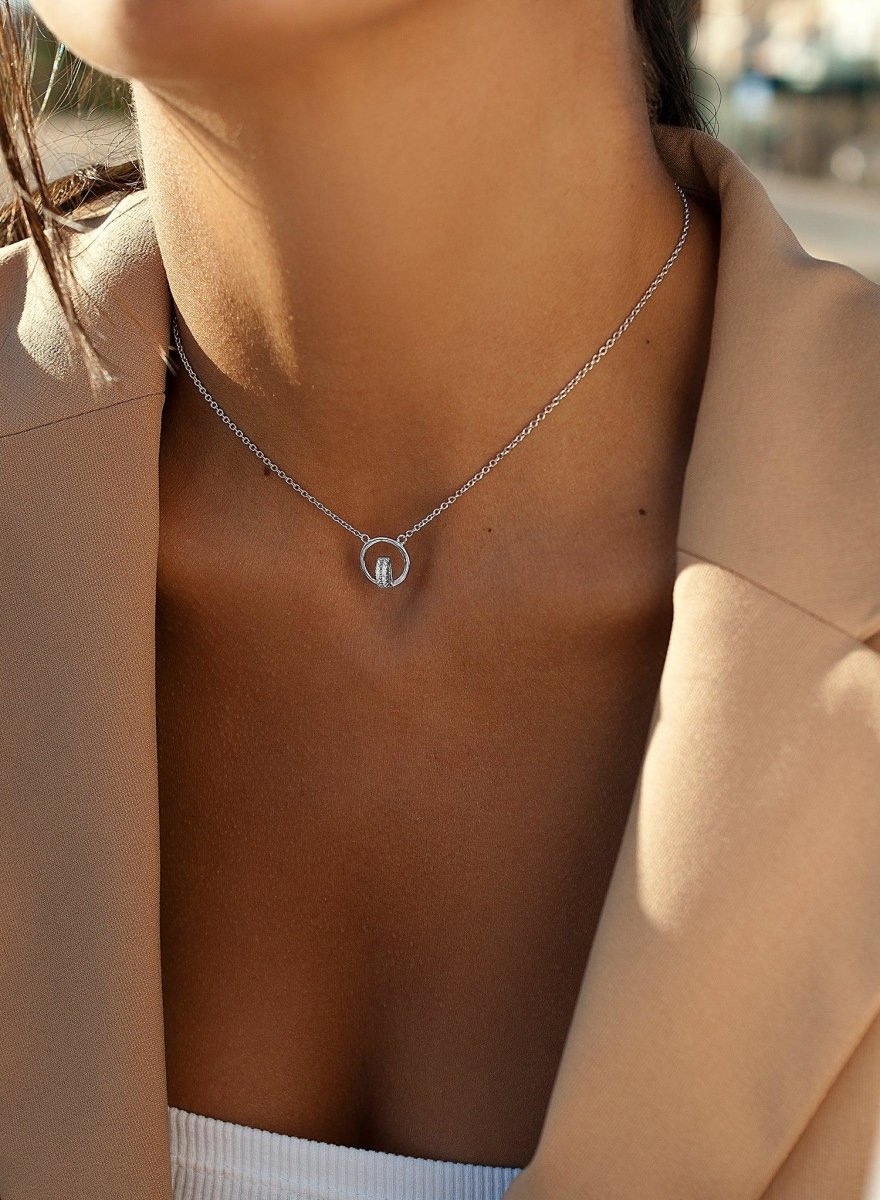 Pendants small silver design circle with zirconias