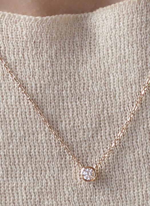 Colgantes pequeños diseño de circonita bañados en oro rosa-LINEARGENT