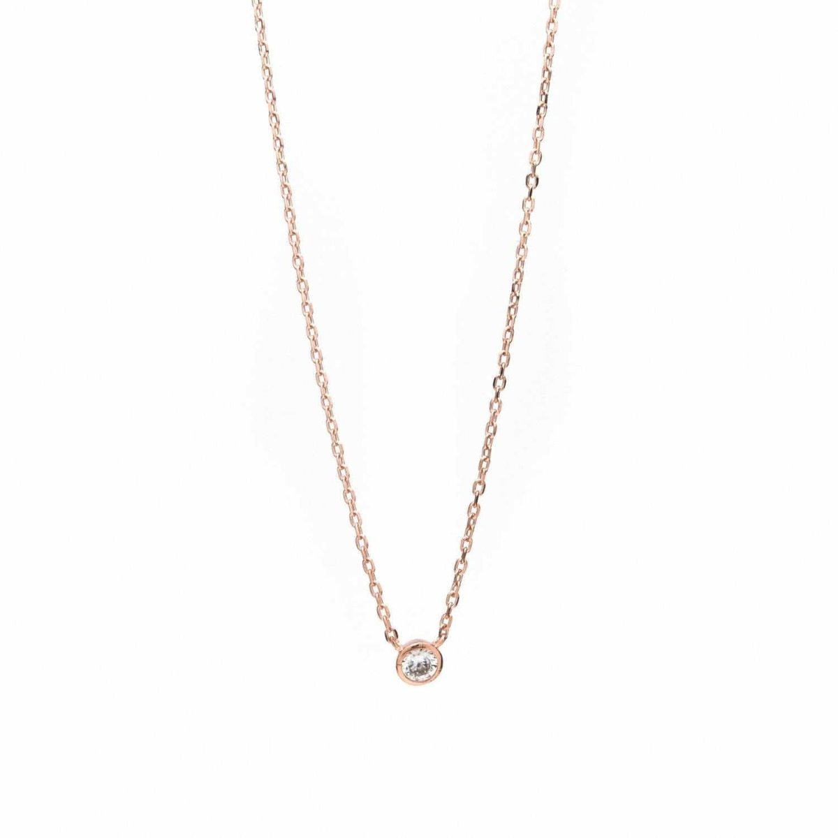 Colgantes pequeños diseño de circonita bañados en oro rosa-LINEARGENT