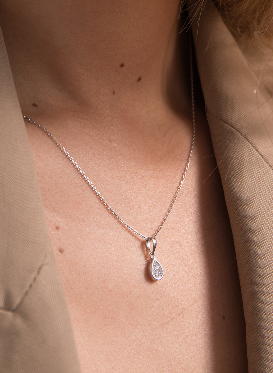 petits pendentifs design goutte avec zircons-LINEARGENT