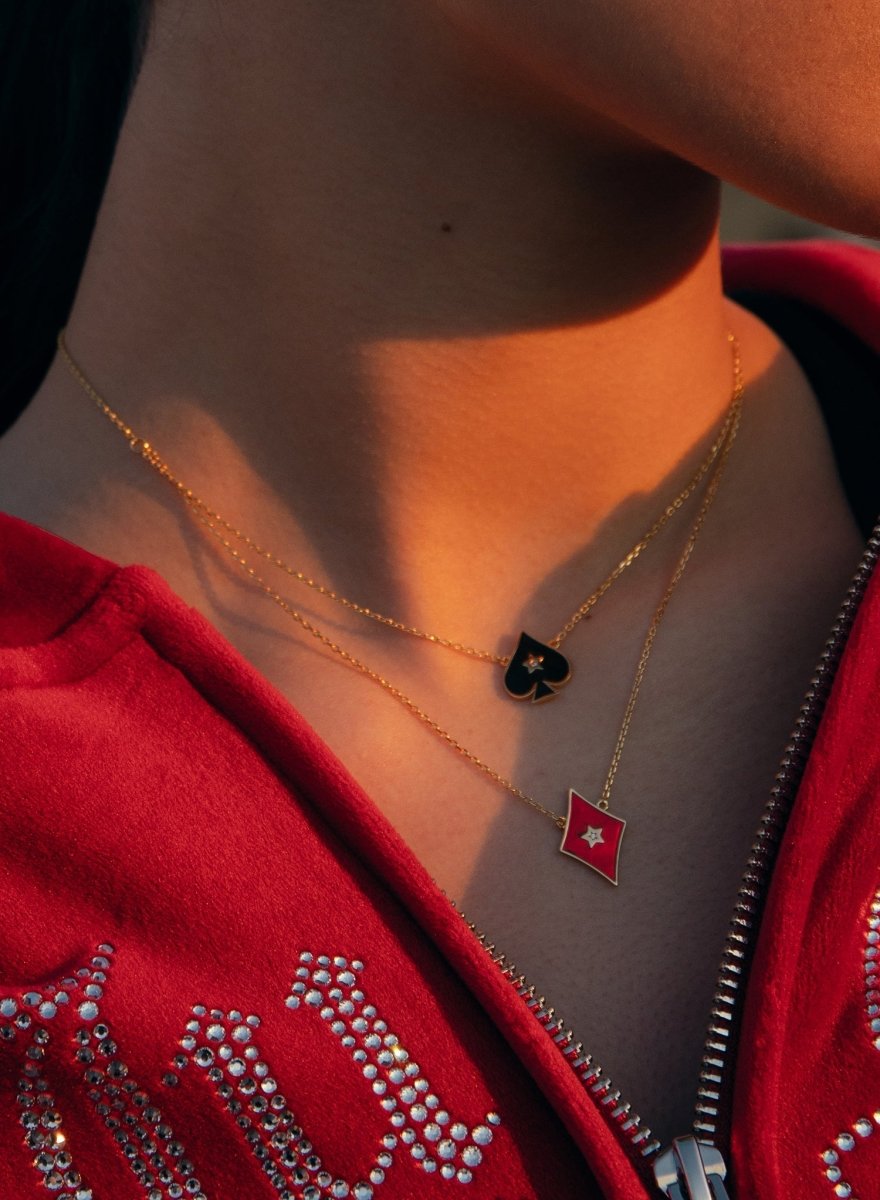 Colgantes pequeños diseño de pica con esmalte y circonita-LINEARGENT