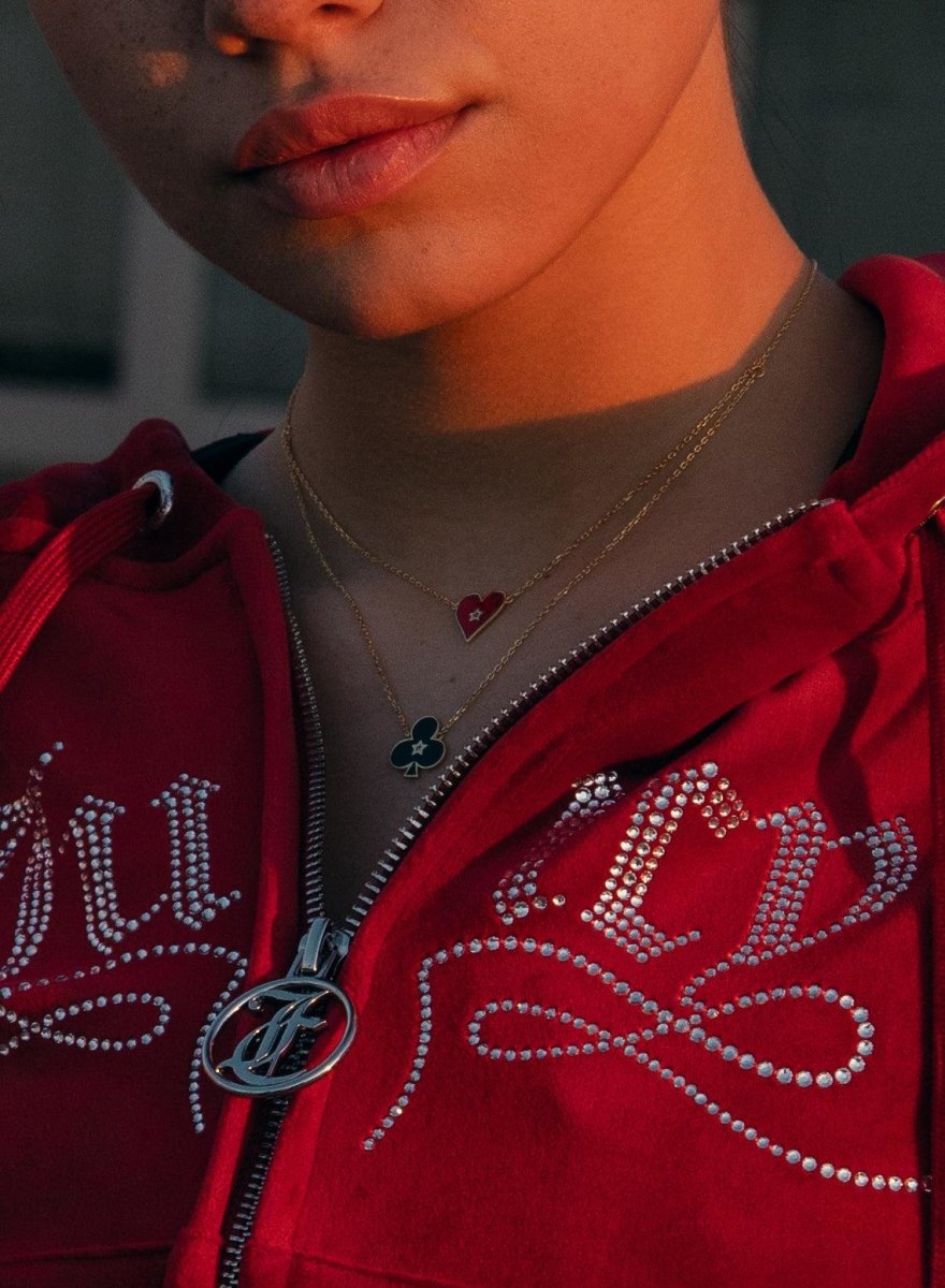 Colgantes pequeños diseño de trébol con esmalte negro-LINEARGENT