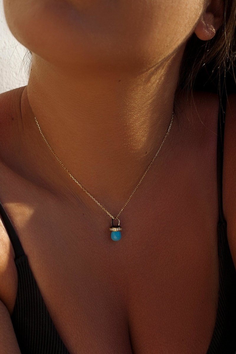 Colgantes plata originales con motivo de chupete turquesa y esmalte negro