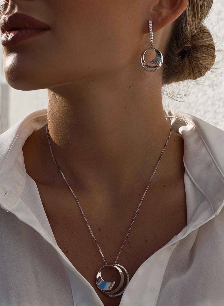 pendentifs argent originaux design circulaire avec zircon