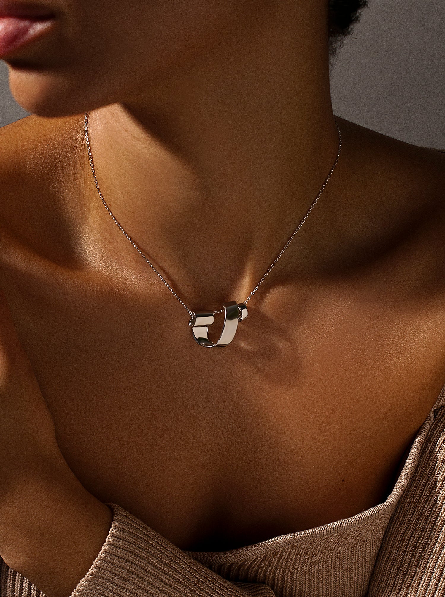 Silver pendants original design curved spiral