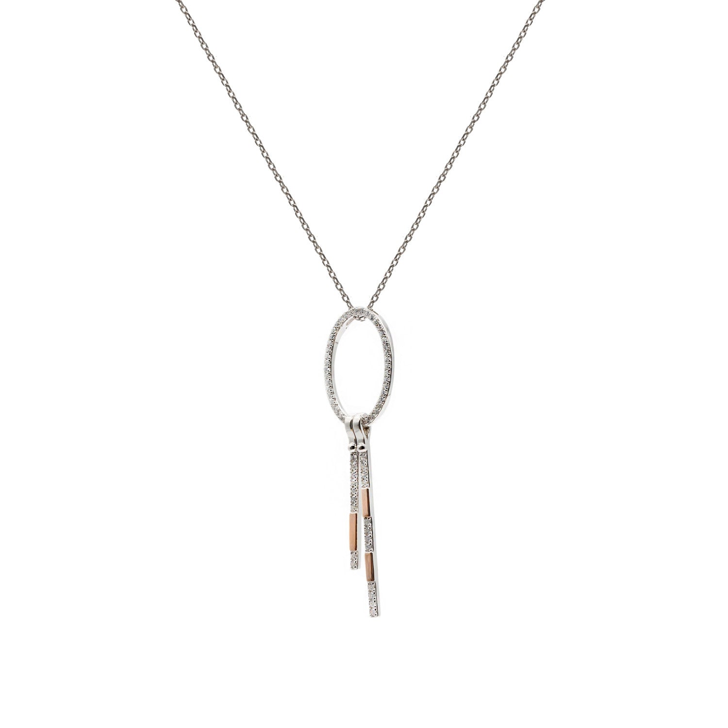 Collar bicolor ovalado con linieas colgantes-LINEARGENT