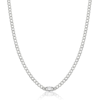 Collar cadena de plata diseño eslabones con circonita