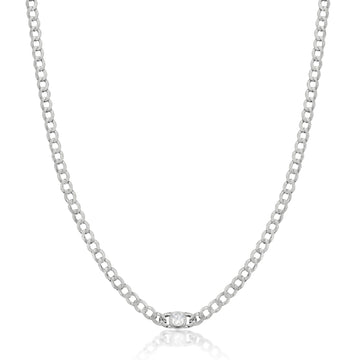 Collar cadena de plata diseño eslabones con circonita