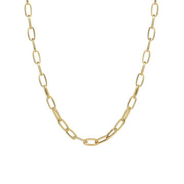 Collar cadena diseño paper clip con circonitas