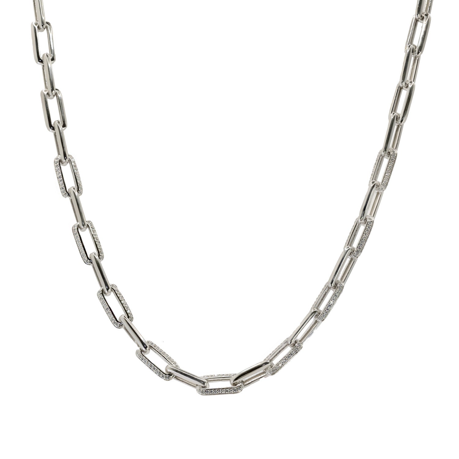 Collar cadena diseño peper clip con circonitas-LINEARGENT
