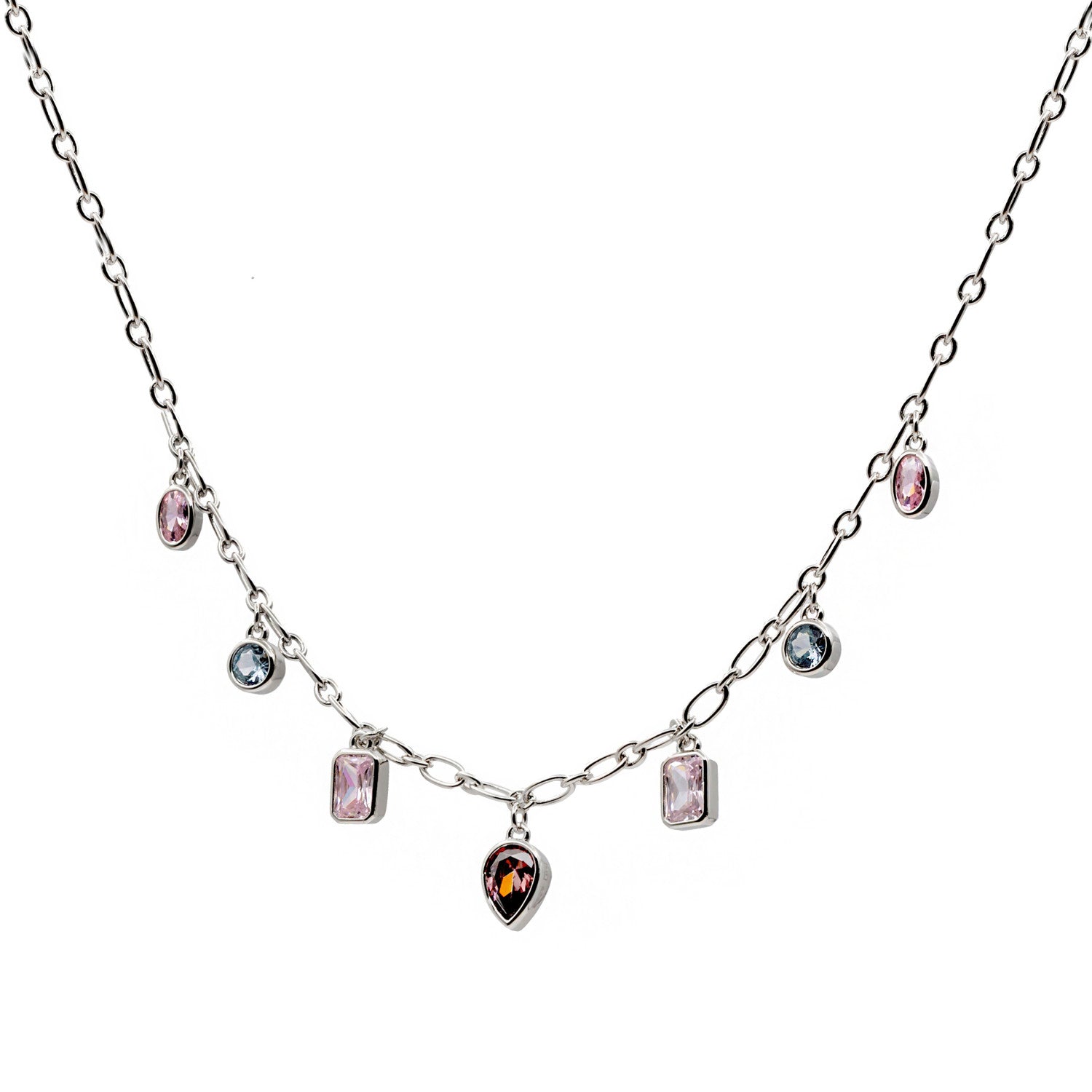 Collar con piedras colgantes en tonos románticos-LINEARGENT