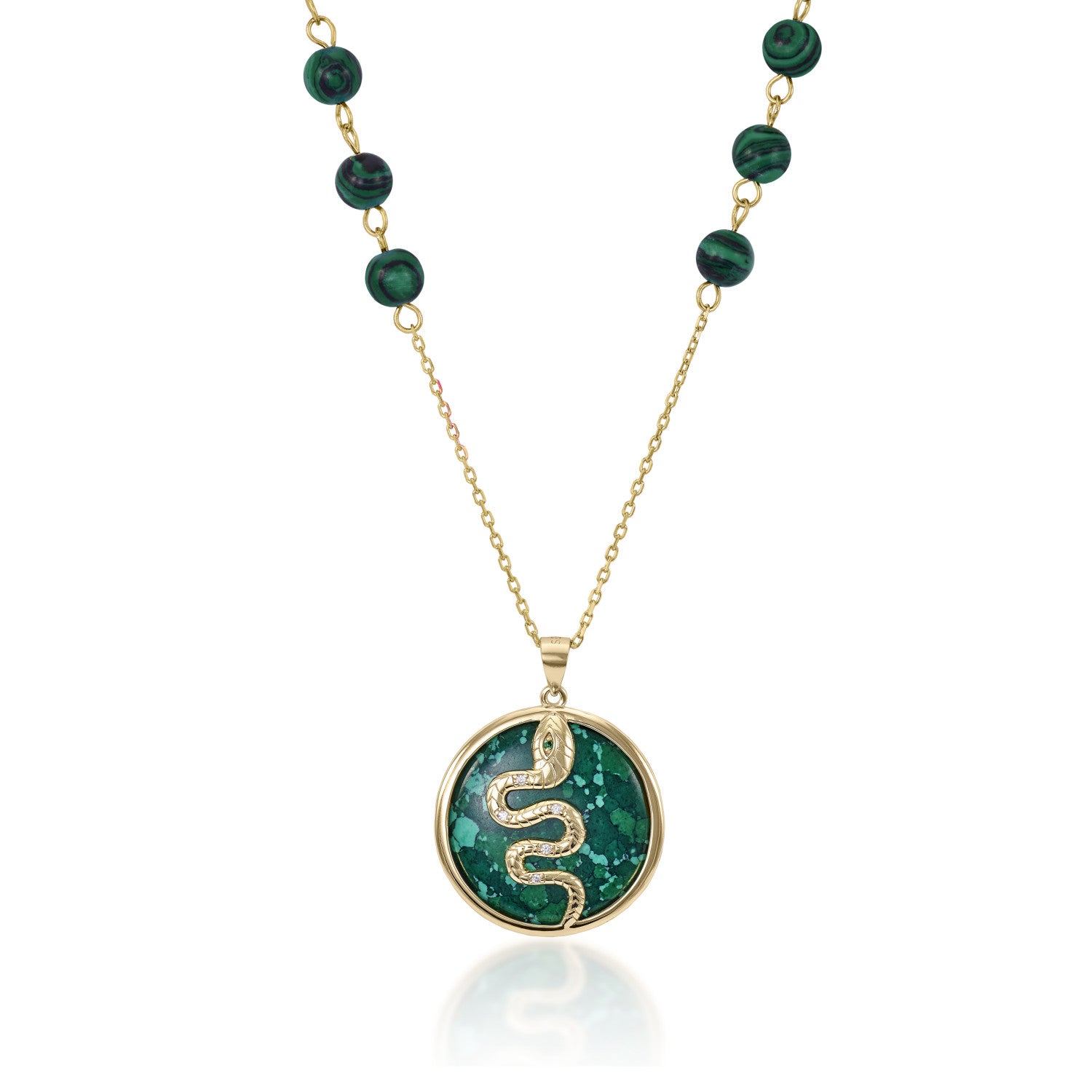 Collar medalla bañada en oro motivo formado por lapislázuli y aventurina-LINEARGENT