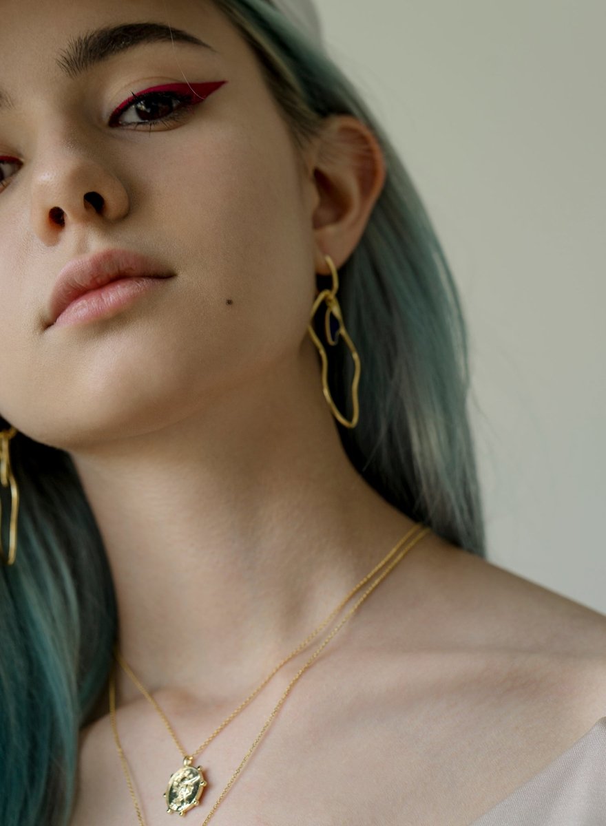 Collar medalla en plata bañada en oro diseño guerrero-LINEARGENT