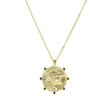 Collar medalla en plata bañada en oro diseño guerrero