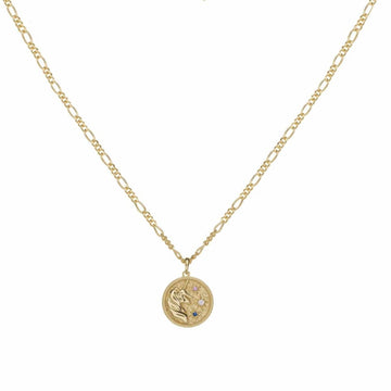 Collar medalla en plata dorada diseño unicornio