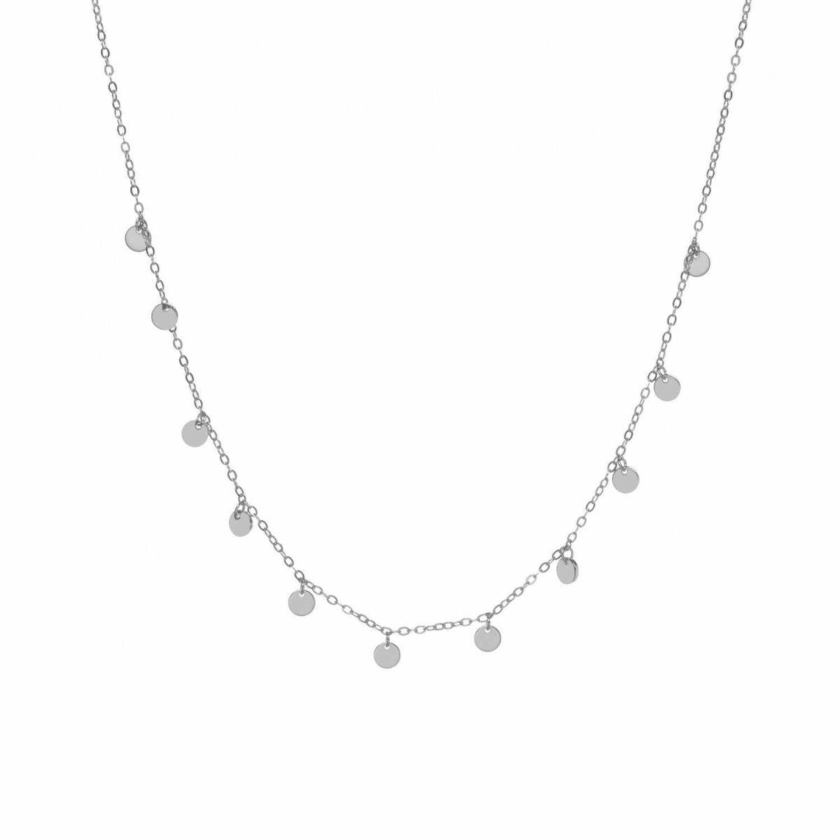 Collares con colgantes circulares de plata lisa-LINEARGENT