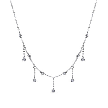 Collares con colgantes de plata con diseño de cascada de circonitas
