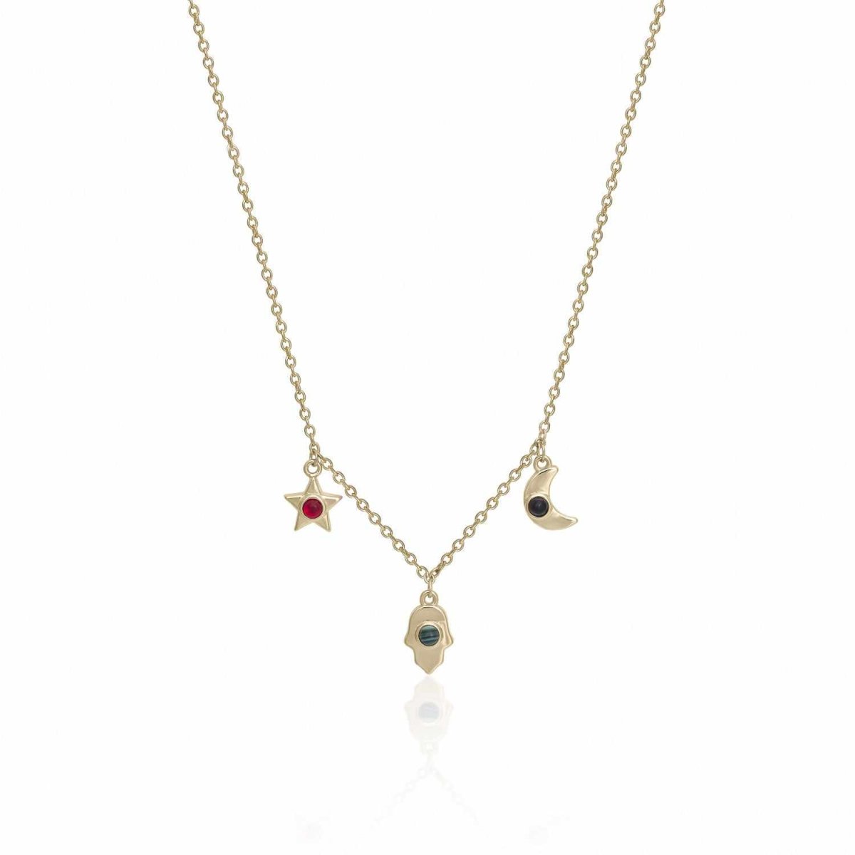 Collares con colgantes de plata dorado triple motivo-LINEARGENT