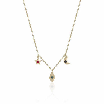 Collares con colgantes de plata dorado triple motivo