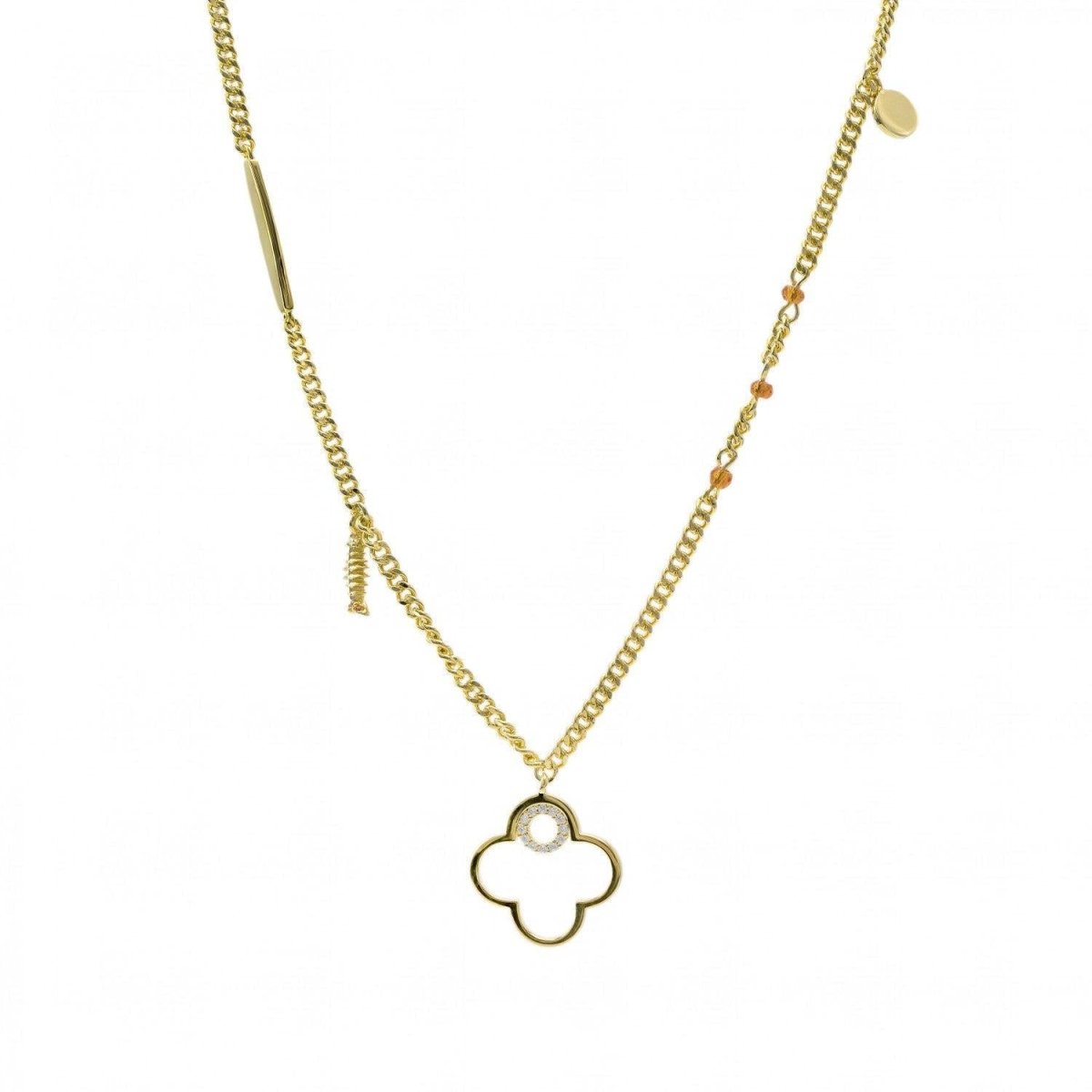 Collares con colgantes diseño charm central de flor-LINEARGENT