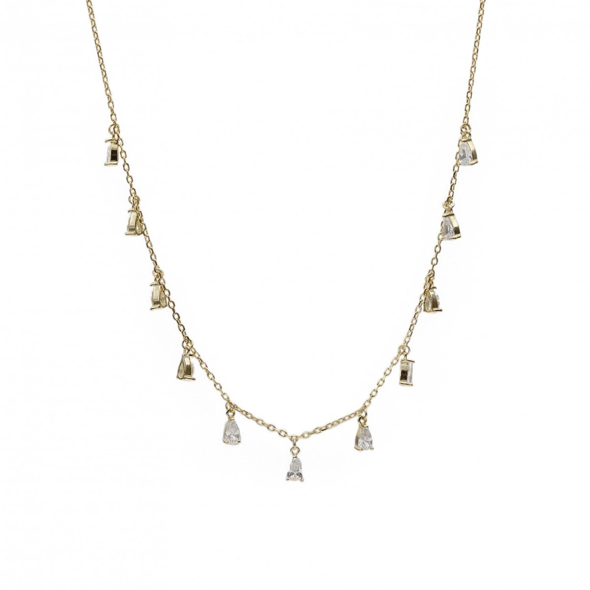 Collares con colgantes diseño de circonitas doradas-LINEARGENT