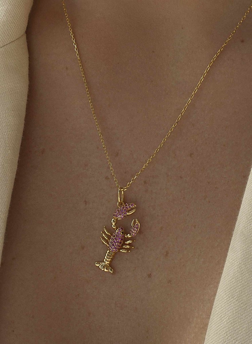 Collares con colgantes diseño de crustáceo con circonitas-LINEARGENT