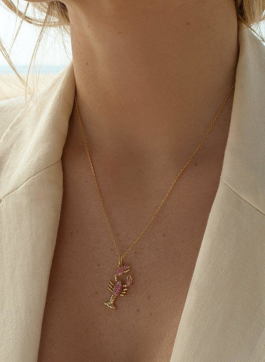 necklaces with pendants design crustaceans with zirconias