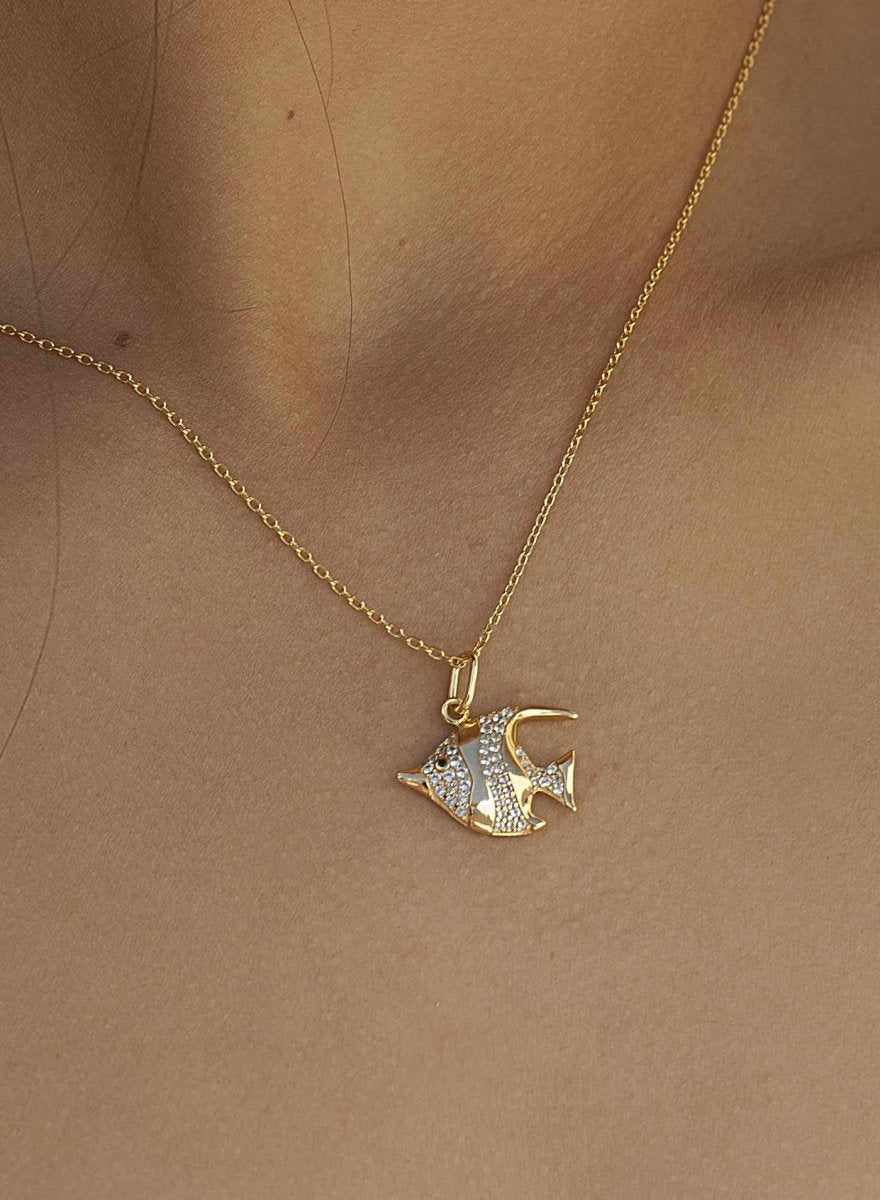 Collares con colgantes diseño de pez con circonitas-LINEARGENT