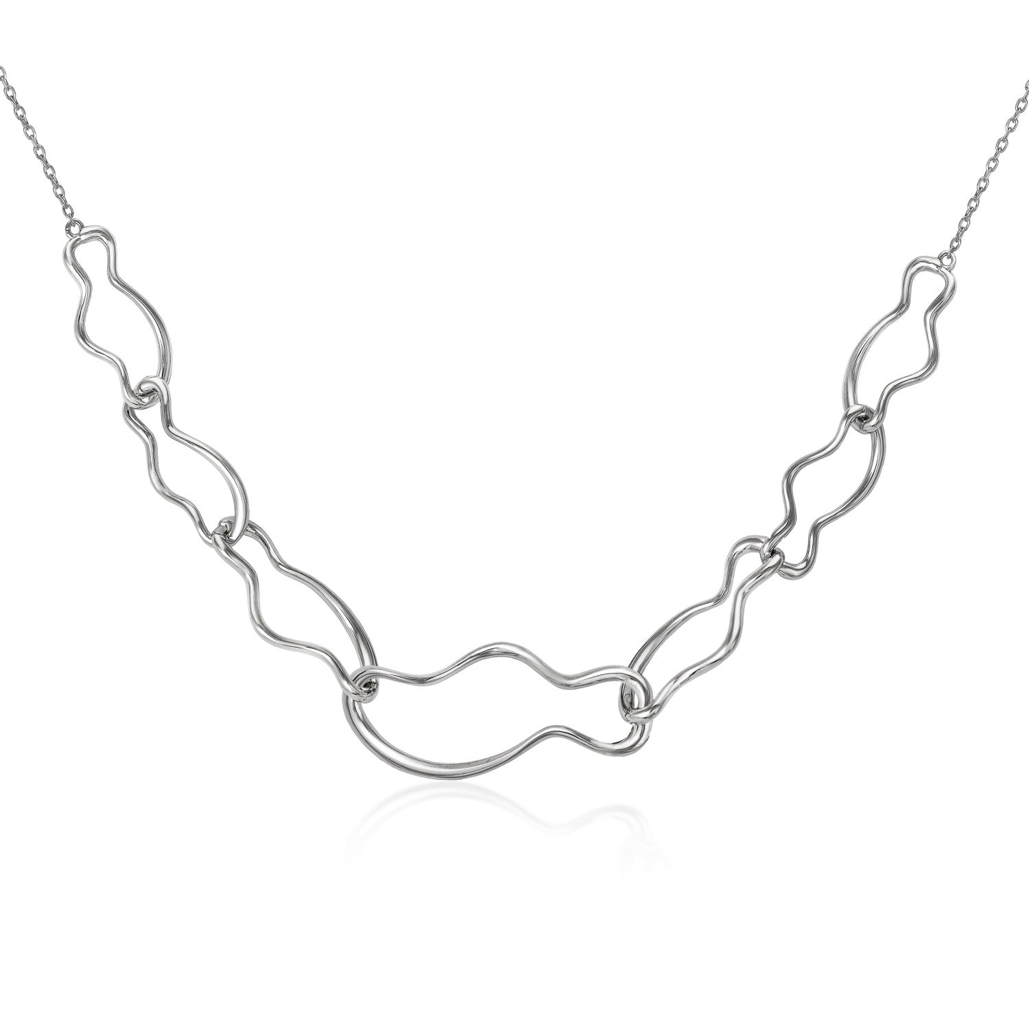 Collares con colgantes diseño eslavones irregulares en plata lisa-LINEARGENT