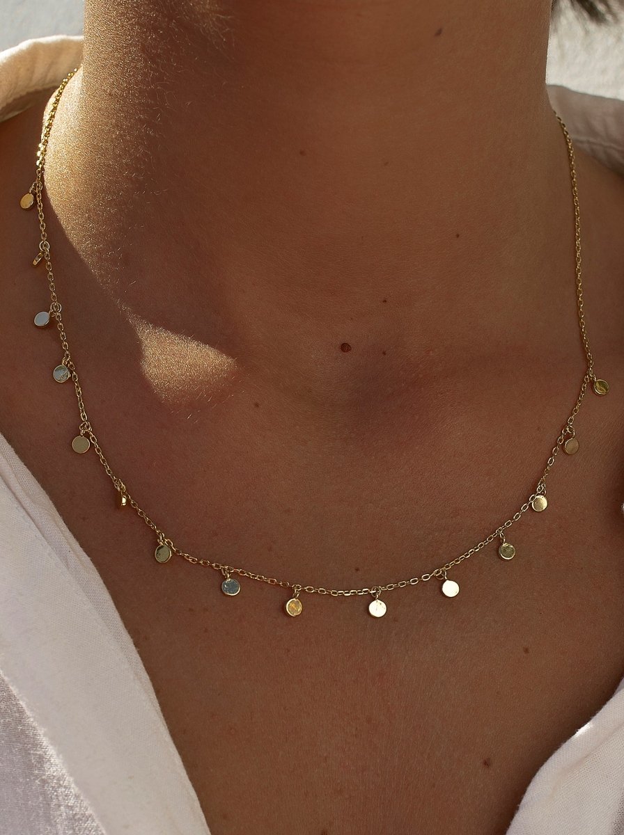 Collares con colgantes estilo mini círculos bañados en oro-LINEARGENT