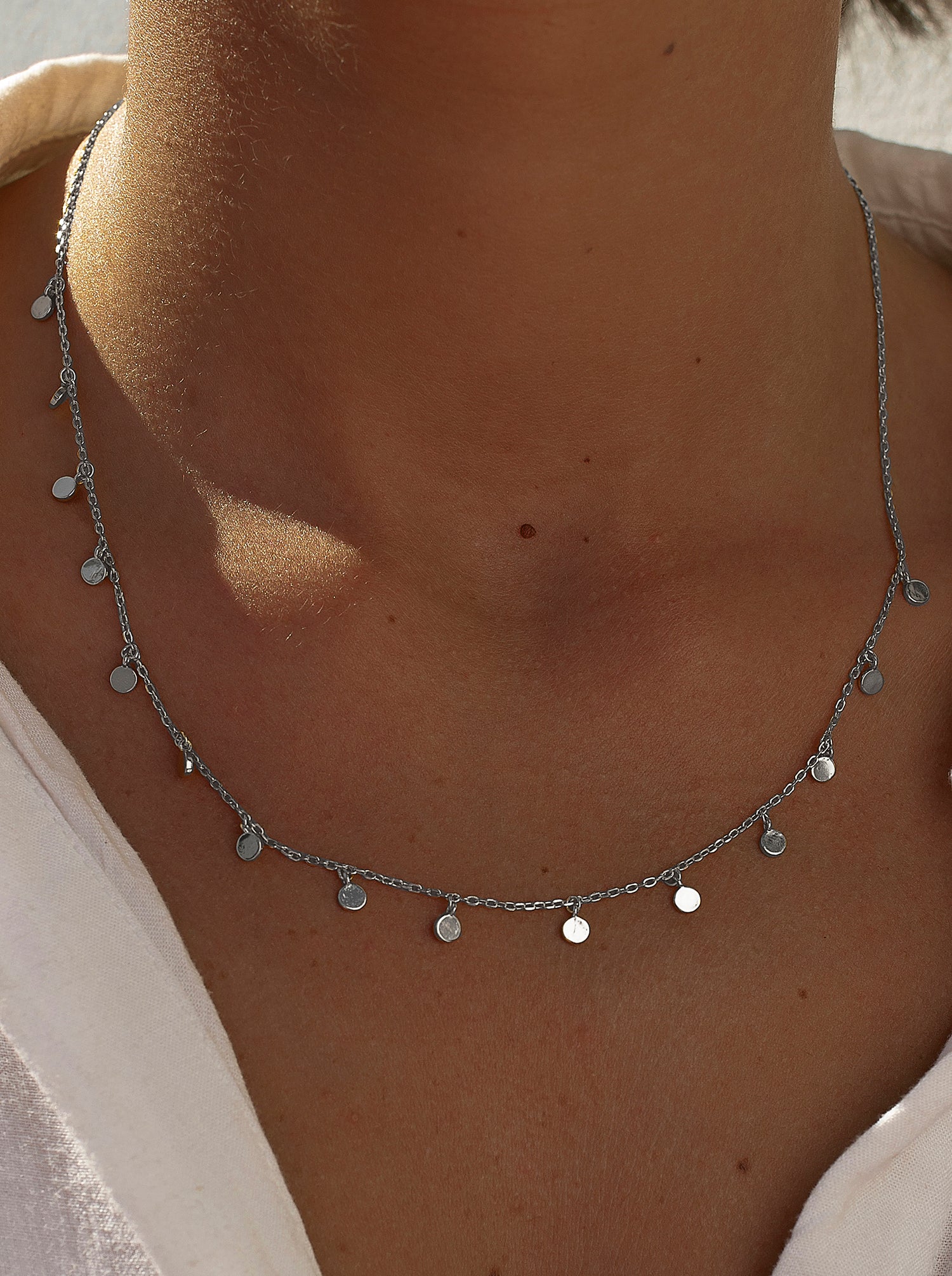 Collares con colgantes estilo mini círculos de plata lisa-LINEARGENT