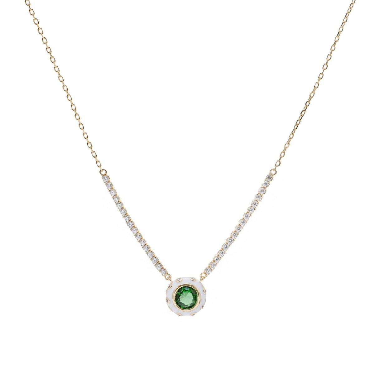 Collares con colgantes motivo central de gema con esmalte-LINEARGENT