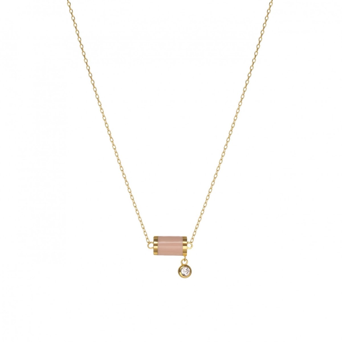 Collares con colgantes motivo central en tono rosa y circonita a modo de charm-LINEARGENT