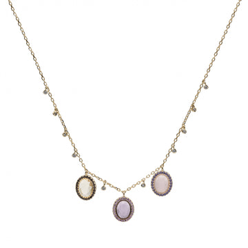 Collares con colgantes plata baño dorado con piedras de colores