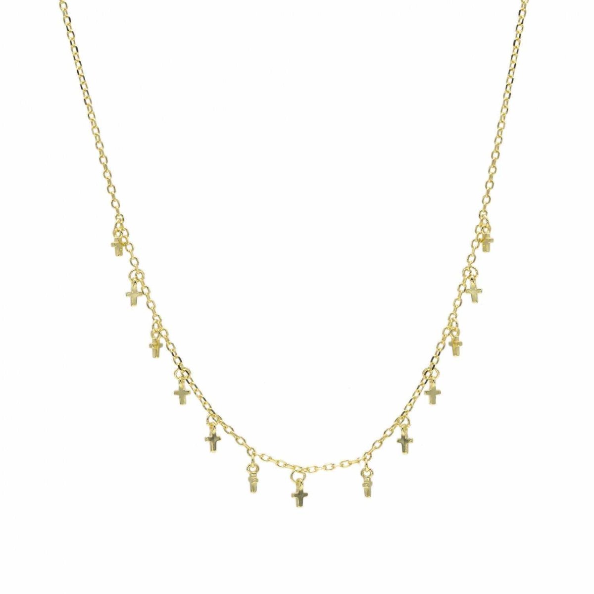 Collares con colgantes plata baño en oro diseño cruz-LINEARGENT