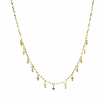 Collares con colgantes plata baño en oro diseño cruz