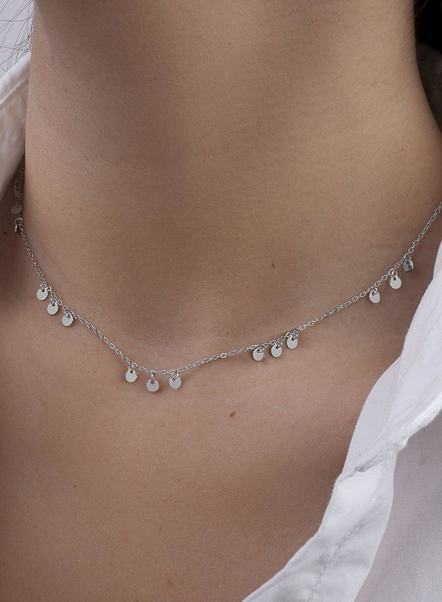 Collares con colgantes plata baño oro triple circulo-LINEARGENT