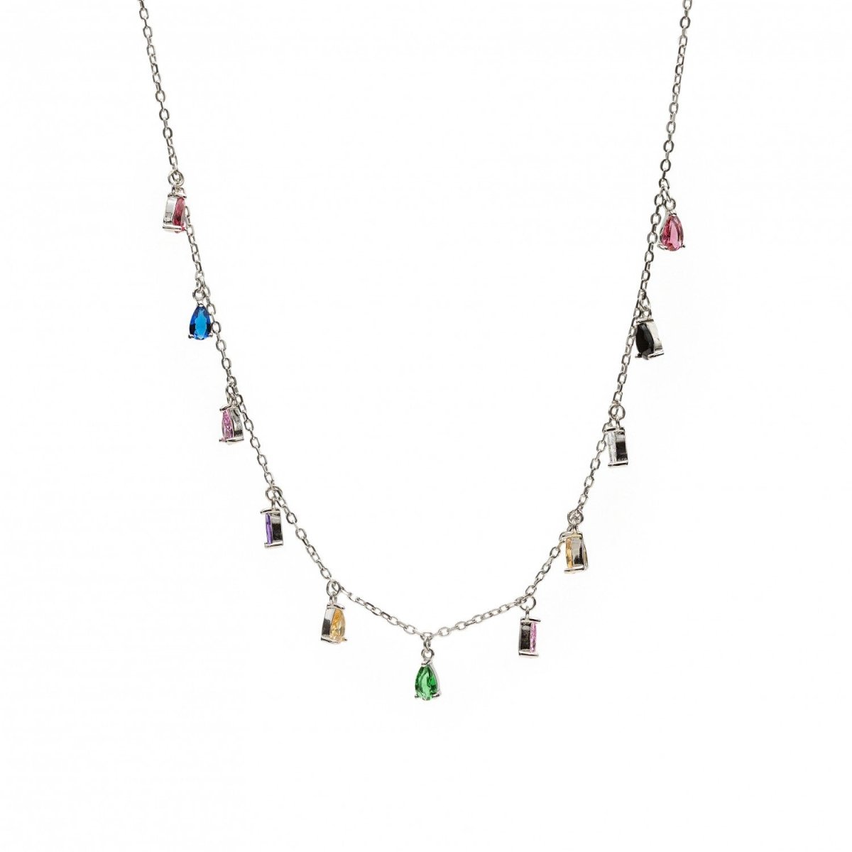 Collares con colgantes plata diseño lágrimas multicolor-LINEARGENT