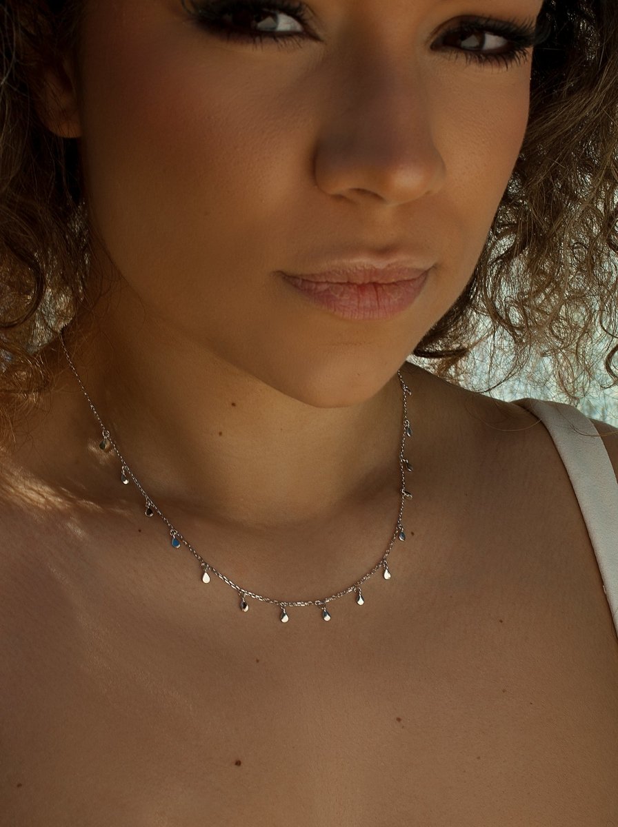 Collares con colgantes plata diseño mini lágrimas