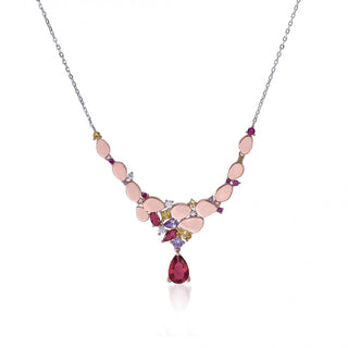 Collares con piedras de colores combinados con plata rosé