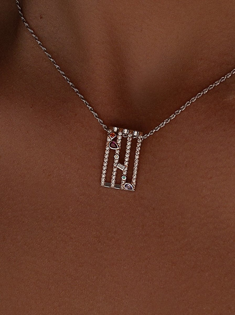 Collares con piedras de colores diseño de cuatro carriles-LINEARGENT