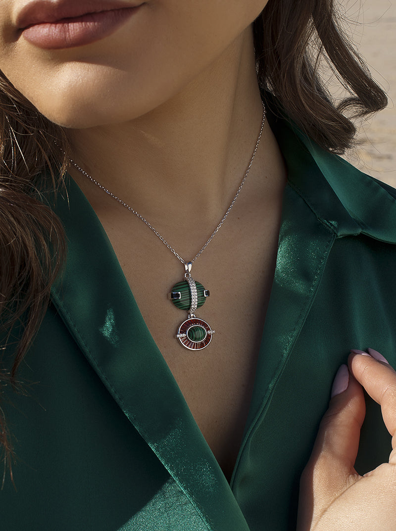 colliers avec pierres design double ovale avec LINEARGENT