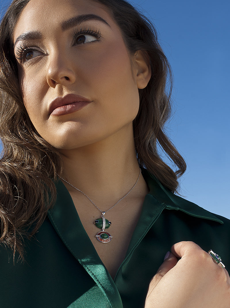 colliers avec pierres design double ovale avec LINEARGENT