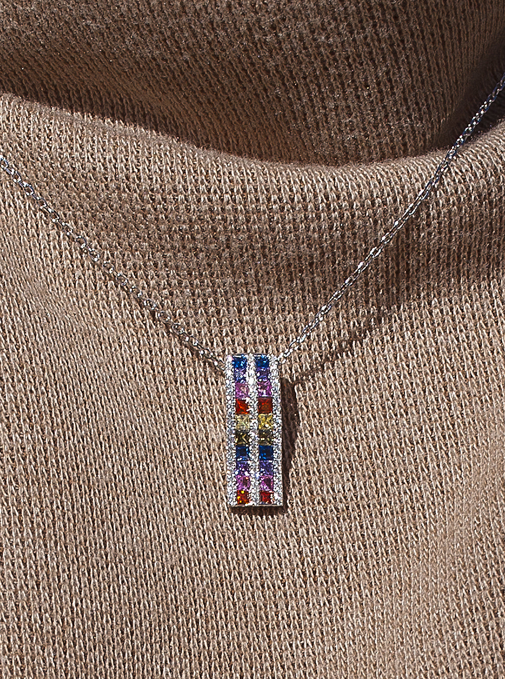 Collares con piedras diseño doble raíl multicolor