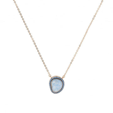 Collares con piedras en plata cuarzo adamantion azul y circonitas