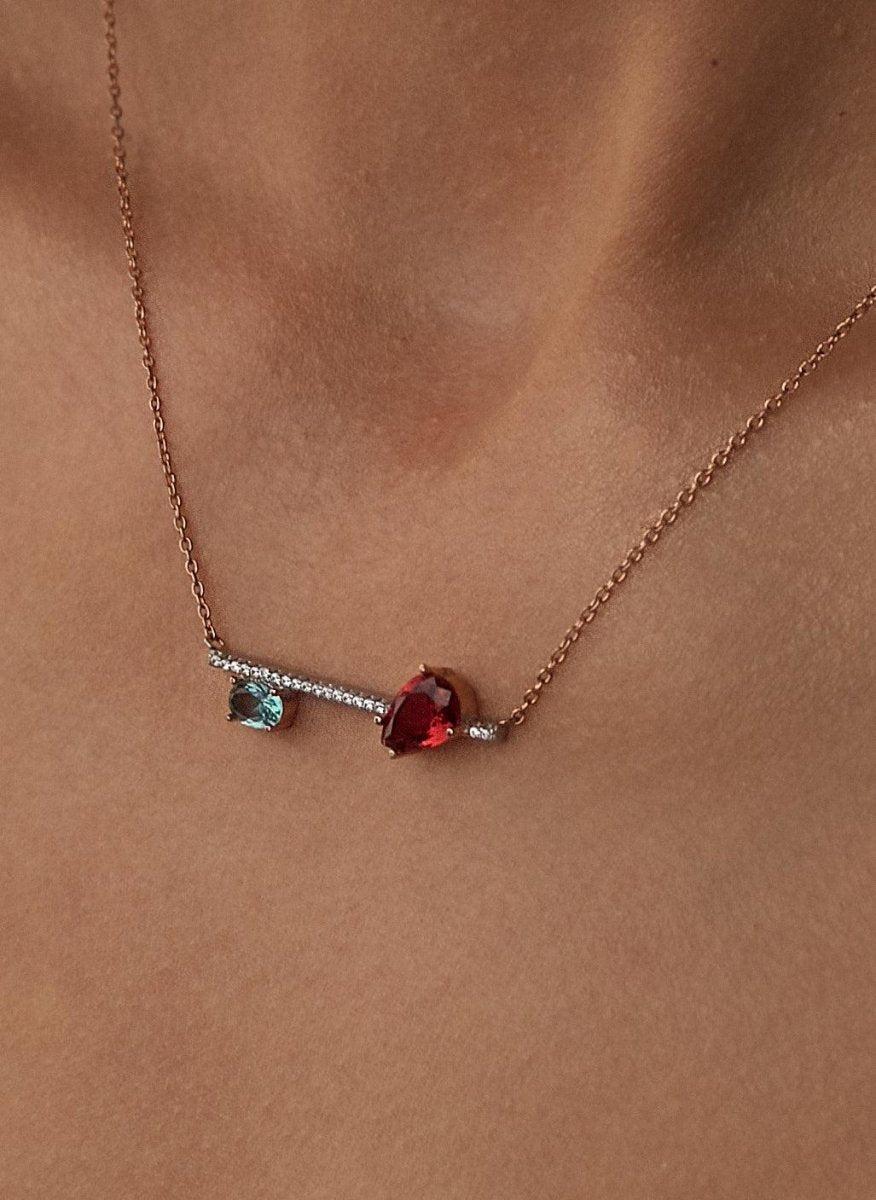 colliers avec pierres en argent design linear rose et LINEARGENT