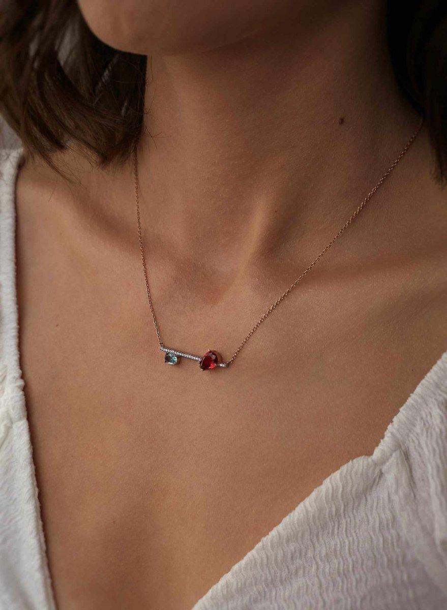 colliers avec pierres en argent design linear rose et LINEARGENT